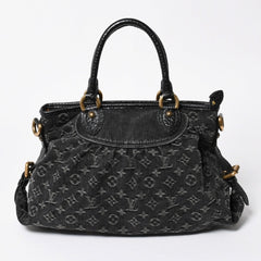 極美品 LOUIS VUITTON ルイヴィトン ネオカヴィMM ハンドバッグ M95351 モノグラム デニム ブラック 2WAY ゴールド金具 中古 4a008277