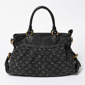 極美品 LOUIS VUITTON ルイヴィトン ネオカヴィMM ハンドバッグ M95351 モノグラム デニム ブラック 2WAY ゴールド金具 中古 4a008277