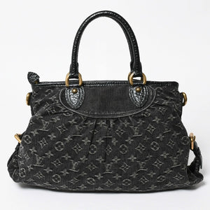 極美品 LOUIS VUITTON ルイヴィトン ネオカヴィMM ハンドバッグ M95351 モノグラム デニム ブラック 2WAY ゴールド金具 中古 4a008277