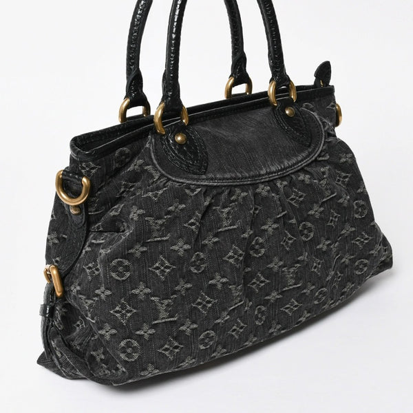 極美品 LOUIS VUITTON ルイヴィトン ネオカヴィMM ハンドバッグ M95351 モノグラム デニム ブラック 2WAY ゴールド金具 中古 4a008277