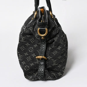 極美品 LOUIS VUITTON ルイヴィトン ネオカヴィMM ハンドバッグ M95351 モノグラム デニム ブラック 2WAY ゴールド金具 中古 4a008277