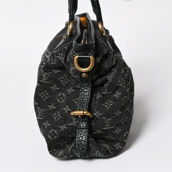 極美品 LOUIS VUITTON ルイヴィトン ネオカヴィMM ハンドバッグ M95351 モノグラム デニム ブラック 2WAY ゴールド金具 中古 4a008277