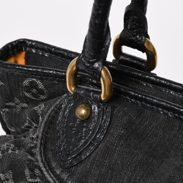 極美品 LOUIS VUITTON ルイヴィトン ネオカヴィMM ハンドバッグ M95351 モノグラム デニム ブラック 2WAY ゴールド金具 中古 4a008277