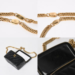 極美品 CHANEL シャネル バニティ チェーンショルダーバッグ ブラック ゴールド金具 ラムスキン ランダム番台 中古 4a008196