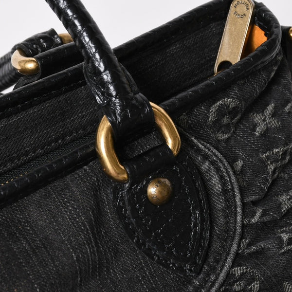 極美品 LOUIS VUITTON ルイヴィトン ネオカヴィMM ハンドバッグ M95351 モノグラム デニム ブラック 2WAY ゴールド金具 中古 4a008277