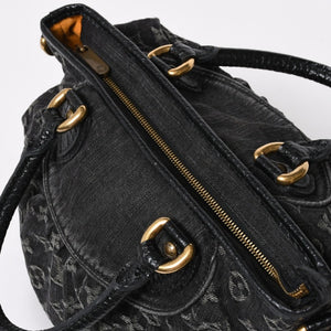 極美品 LOUIS VUITTON ルイヴィトン ネオカヴィMM ハンドバッグ M95351 モノグラム デニム ブラック 2WAY ゴールド金具 中古 4a008277