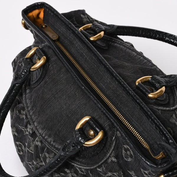 極美品 LOUIS VUITTON ルイヴィトン ネオカヴィMM ハンドバッグ M95351 モノグラム デニム ブラック 2WAY ゴールド金具 中古 4a008277