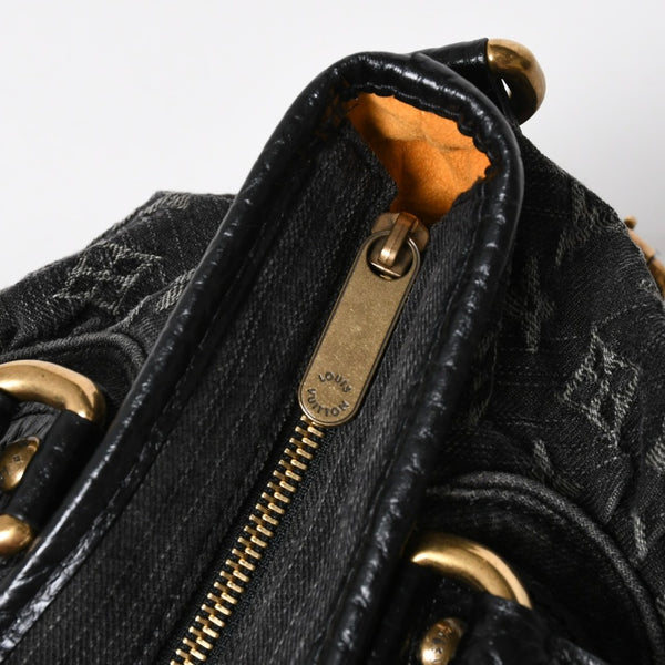 極美品 LOUIS VUITTON ルイヴィトン ネオカヴィMM ハンドバッグ M95351 モノグラム デニム ブラック 2WAY ゴールド金具 中古 4a008277