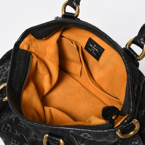 極美品 LOUIS VUITTON ルイヴィトン ネオカヴィMM ハンドバッグ M95351 モノグラム デニム ブラック 2WAY ゴールド金具 中古 4a008277