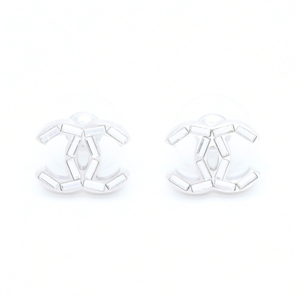 CHANEL シャネル ココマーク スタッドピアス 重量約3.98g B11P刻印 メタル シルバー ラインストーン 両耳用 美品 中古 4a007102