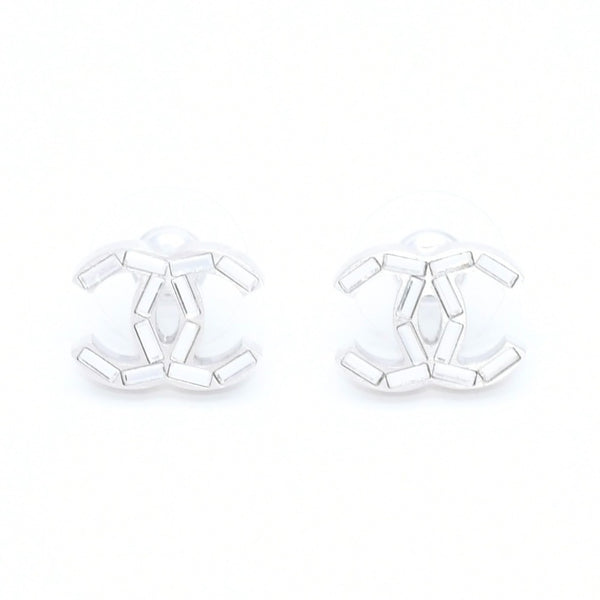 CHANEL シャネル ココマーク スタッドピアス 重量約3.98g B11P刻印 メタル シルバー ラインストーン 両耳用 美品 中古 4a007102