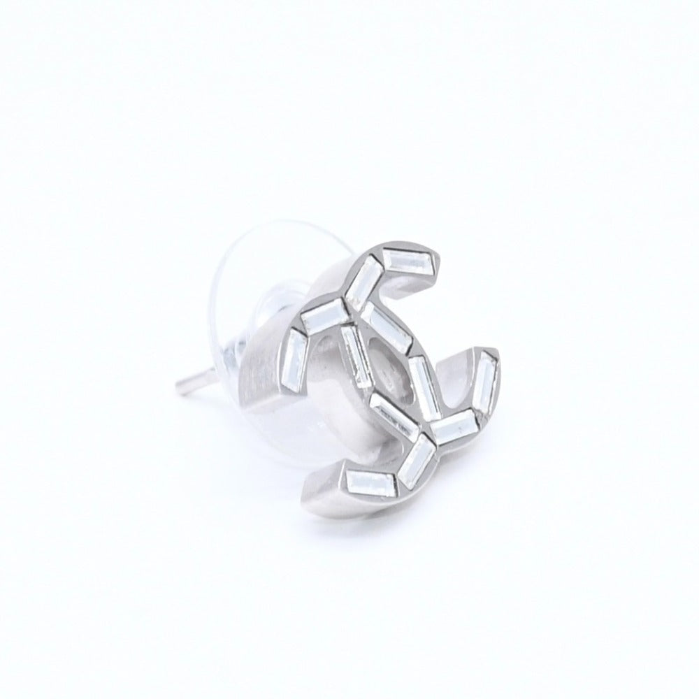 CHANEL シャネル ココマーク スタッドピアス 重量約3.98g B11P刻印 メタル シルバー ラインストーン 両耳用 美品 中古 4a007102