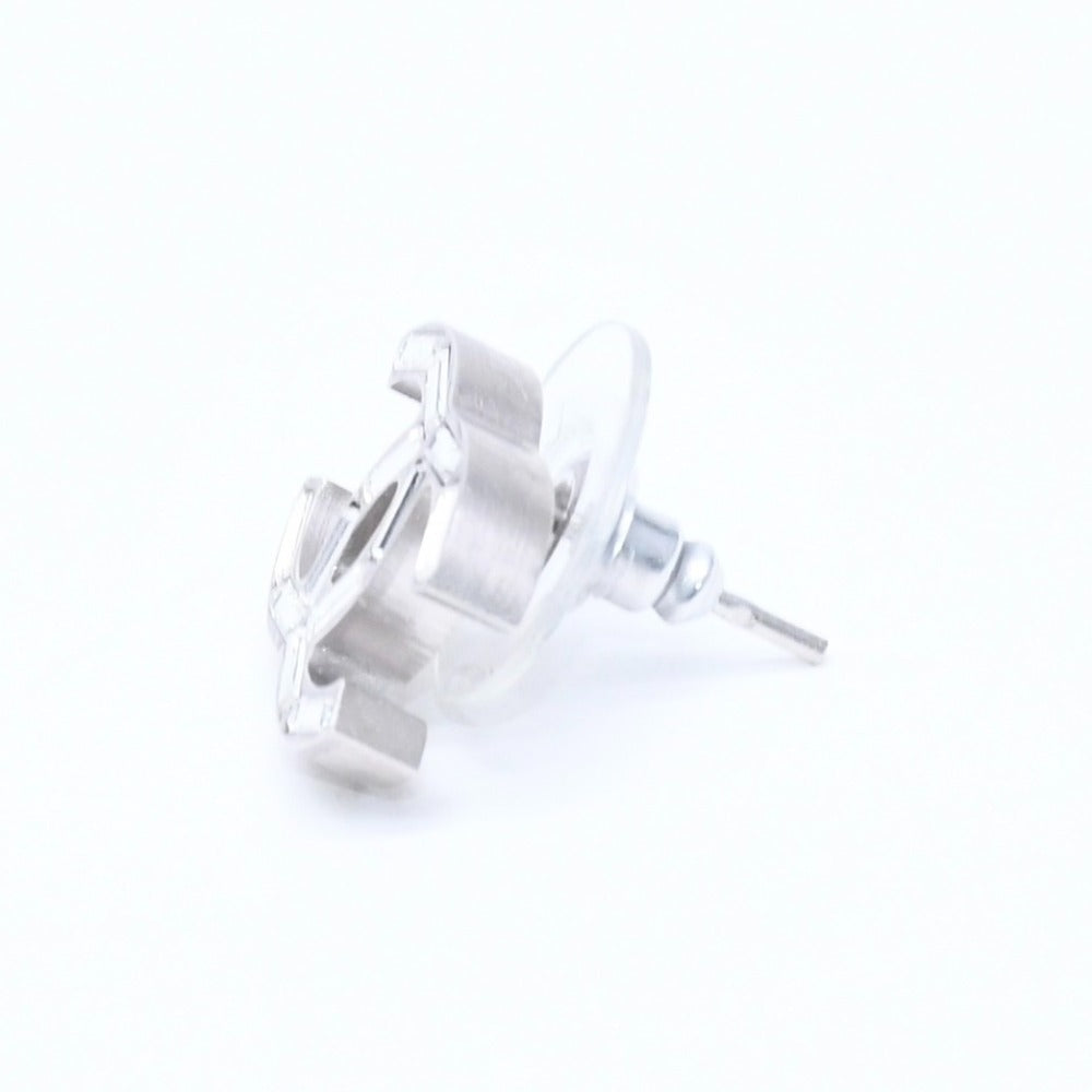CHANEL Coco Mark Stud Earrings Weight Approx. 3.98g B11P Engraved Metal Silver Rhinestone For Both Ears Good Condition Used 4a007102