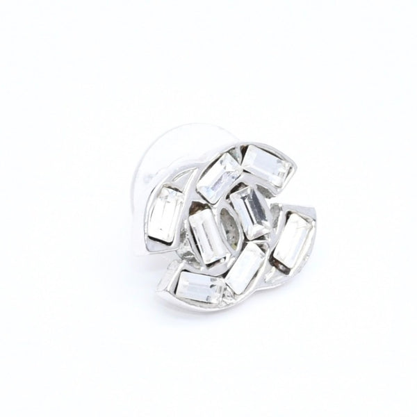 CHANEL シャネル ココマーク スタッドピアス 重量約4.36g 01P刻印 メタル シルバー ラインストーン 両耳用 美品 中古 4a007090