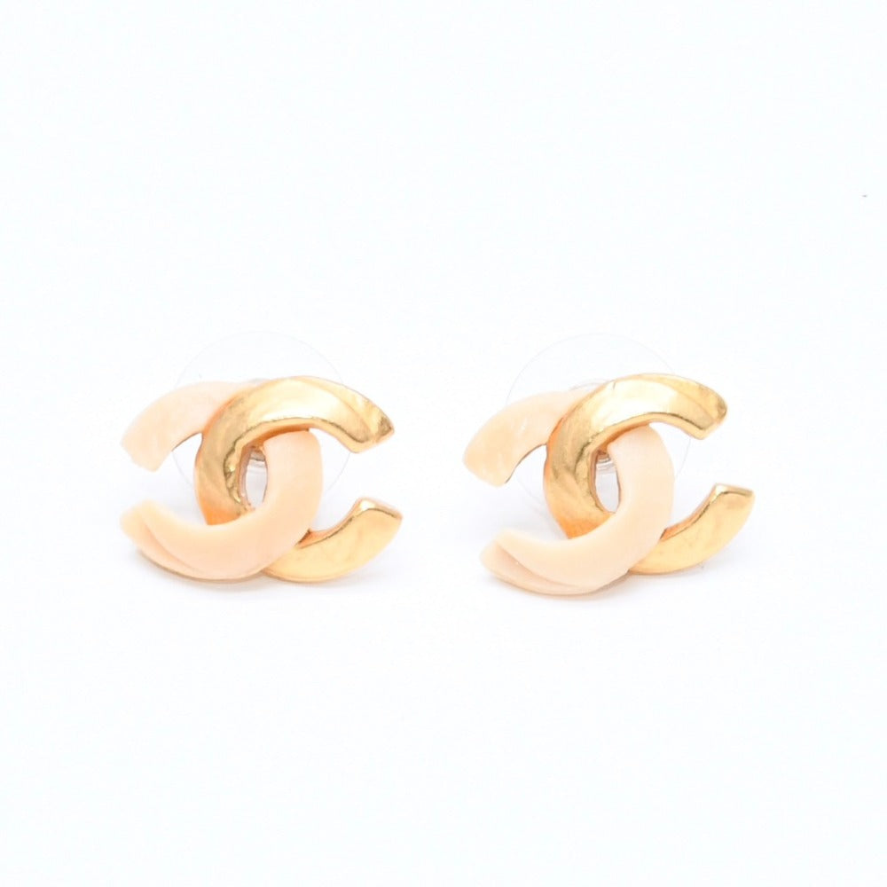 極美品 CHANEL シャネル ココマーク ピアス 重量約3.99g 00T刻印 GP メタル ゴールド アイボリー 両耳用 中古 4a007104
