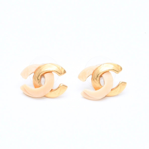 極美品 CHANEL シャネル ココマーク ピアス 重量約3.99g 00T刻印 GP メタル ゴールド アイボリー 両耳用 中古 4a007104