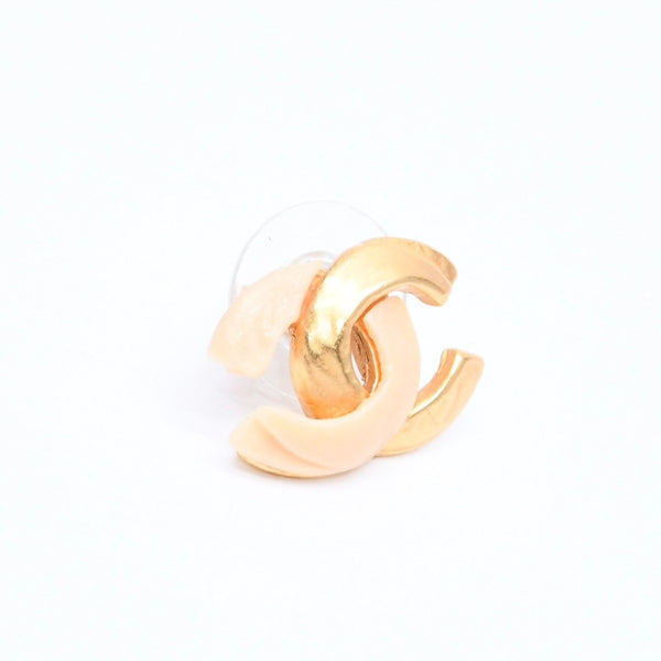 極美品 CHANEL シャネル ココマーク ピアス 重量約3.99g 00T刻印 GP メタル ゴールド アイボリー 両耳用 中古 4a007104
