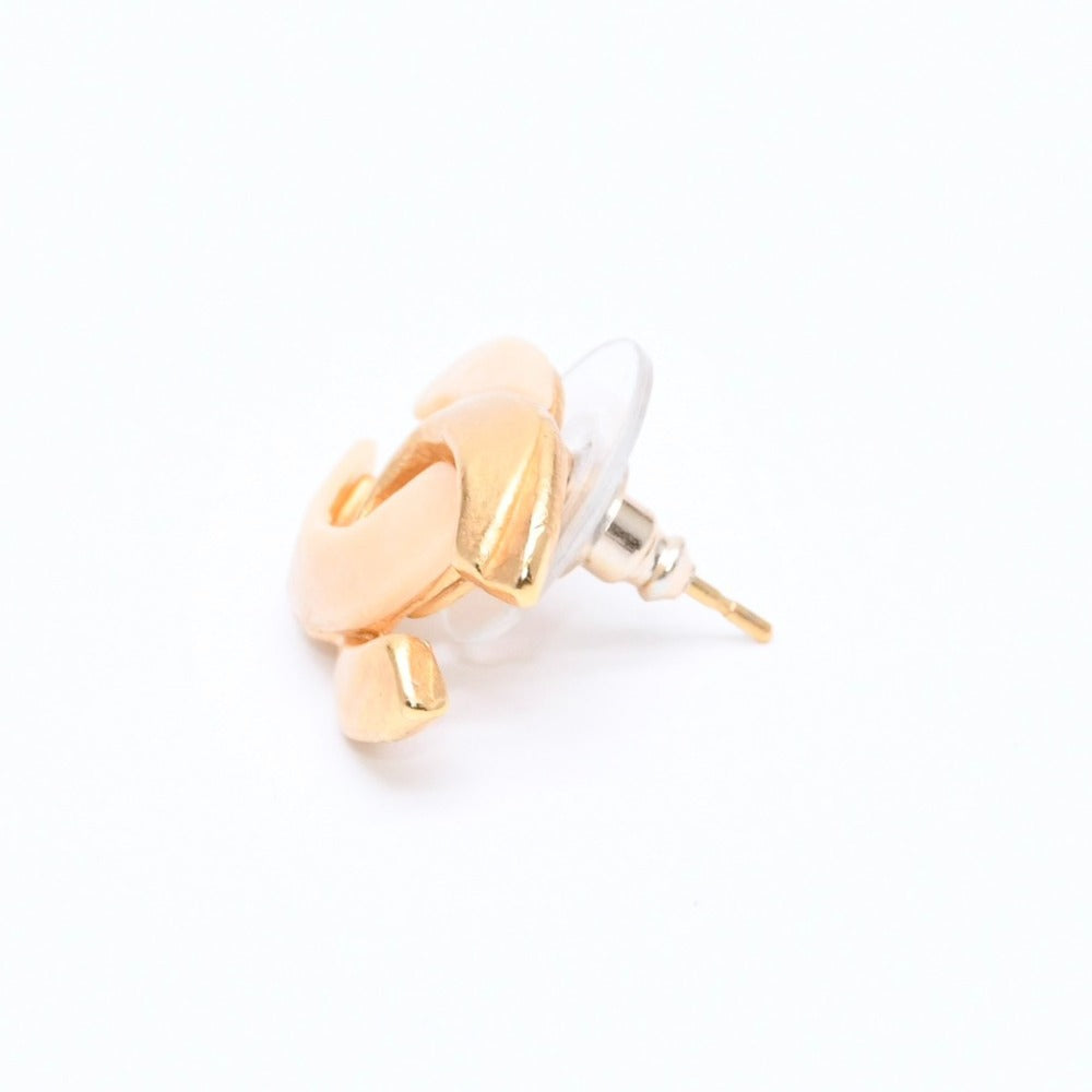 Very good condition CHANEL Coco mark earrings Weight approx. 3.99g 00T stamp GP metal gold ivory for both ears Used 4a007104
