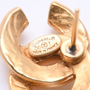 極美品 CHANEL シャネル ココマーク ピアス 重量約3.99g 00T刻印 GP メタル ゴールド アイボリー 両耳用 中古 4a007104