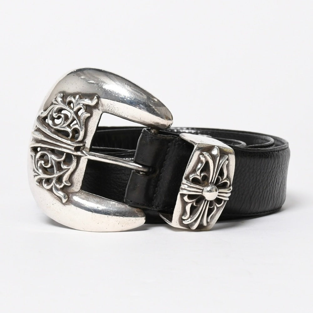 CHROME HEARTS クロムハーツ BLT CLASSIC 3PC クラシック 3PC レザーベルト サイズ32 ブラック シルバー925 美品 中古 4a008575