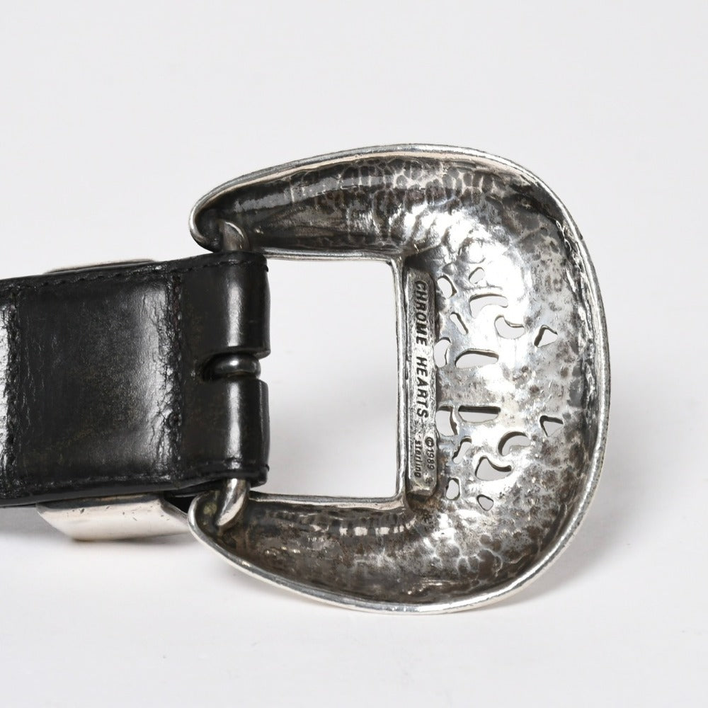 CHROME HEARTS クロムハーツ BLT CLASSIC 3PC クラシック 3PC レザーベルト サイズ32 ブラック シルバー925 美品 中古 4a008575