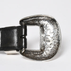 CHROME HEARTS BLT CLASSIC 3PC Classic 3PC Leather Belt Size 32 Black Silver 925 Good Condition Used 4a008575