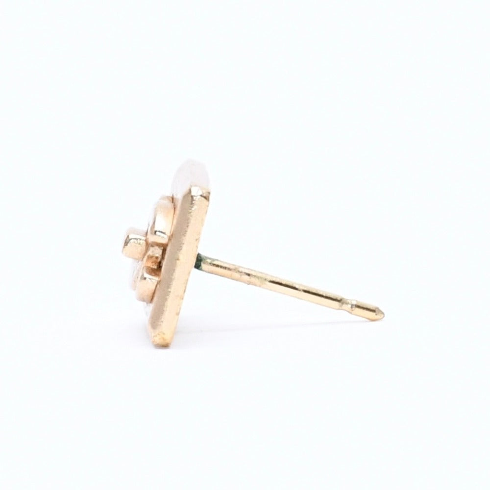 CHANEL Coco Mark Square Stud Earrings Weight Approx. 2.07g 02A Engraved GP Metal Gold Binaural Good Condition Used 4a007103