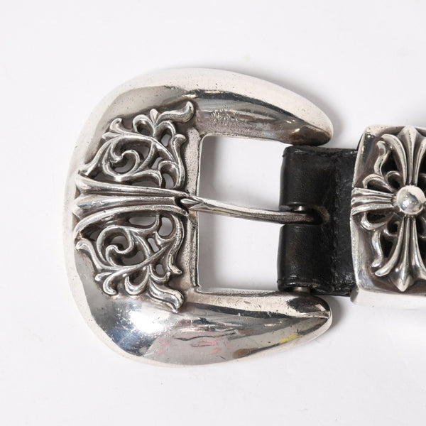 CHROME HEARTS BLT CLASSIC 3PC Classic 3PC Leather Belt Size 32 Black Silver 925 Good Condition Used 4a008575