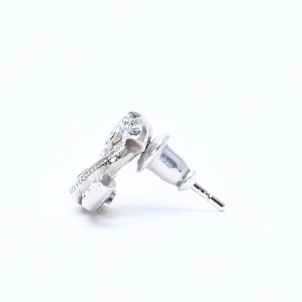 極美品 CHANEL シャネル ココマーク スタッドピアス 重量約2.42g 13P刻印 メタル ラインストーン シルバー ブルー 両耳用 中古 4a007099