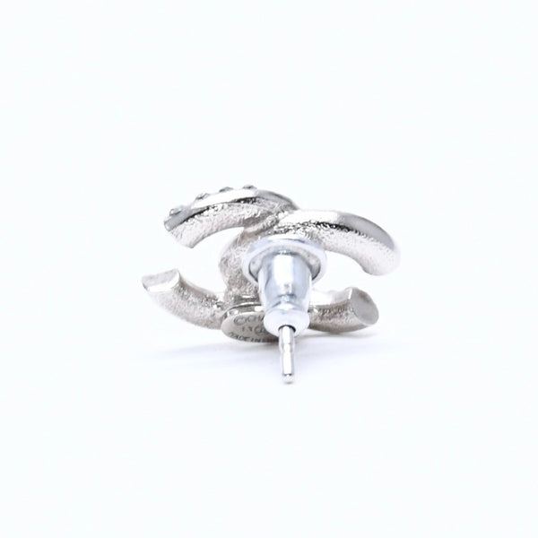 極美品 CHANEL シャネル ココマーク スタッドピアス 重量約2.42g 13P刻印 メタル ラインストーン シルバー ブルー 両耳用 中古 4a007099