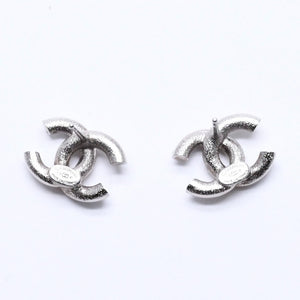 極美品 CHANEL シャネル ココマーク スタッドピアス 重量約2.42g 13P刻印 メタル ラインストーン シルバー ブルー 両耳用 中古 4a007099
