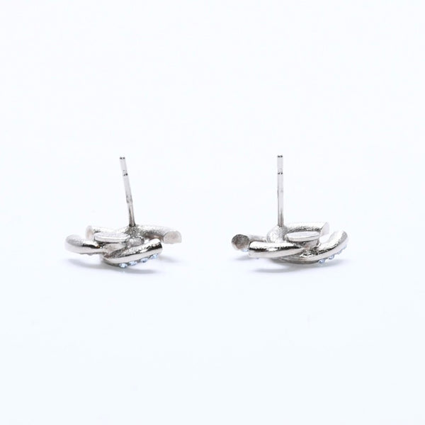 極美品 CHANEL シャネル ココマーク スタッドピアス 重量約2.42g 13P刻印 メタル ラインストーン シルバー ブルー 両耳用 中古 4a007099