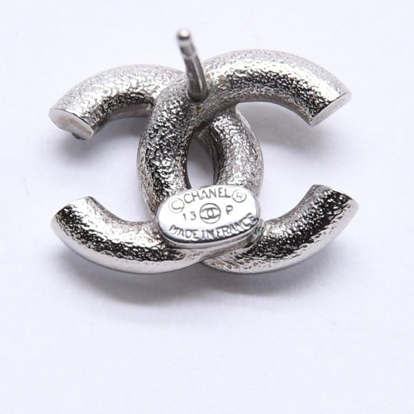 極美品 CHANEL シャネル ココマーク スタッドピアス 重量約2.42g 13P刻印 メタル ラインストーン シルバー ブルー 両耳用 中古 4a007099