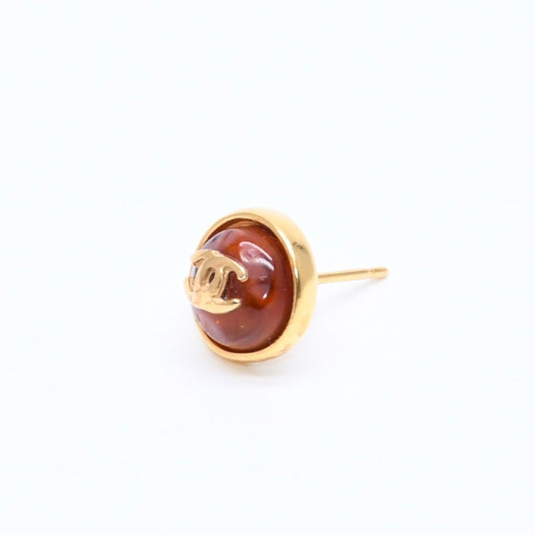 極美品 CHANEL シャネル ココマーク ラウンド スタッドピアス 重量約2.64g 99P刻印 GP メタル 樹脂系 両耳用 中古 4a007075