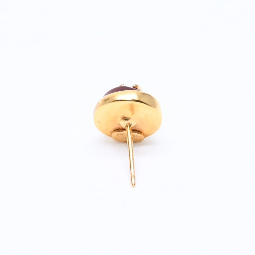 Very Good Condition CHANEL Coco Mark Round Stud Earrings Weight Approx. 2.64g 99P Stamp GP Metal Resin Binaural Used 4a007075