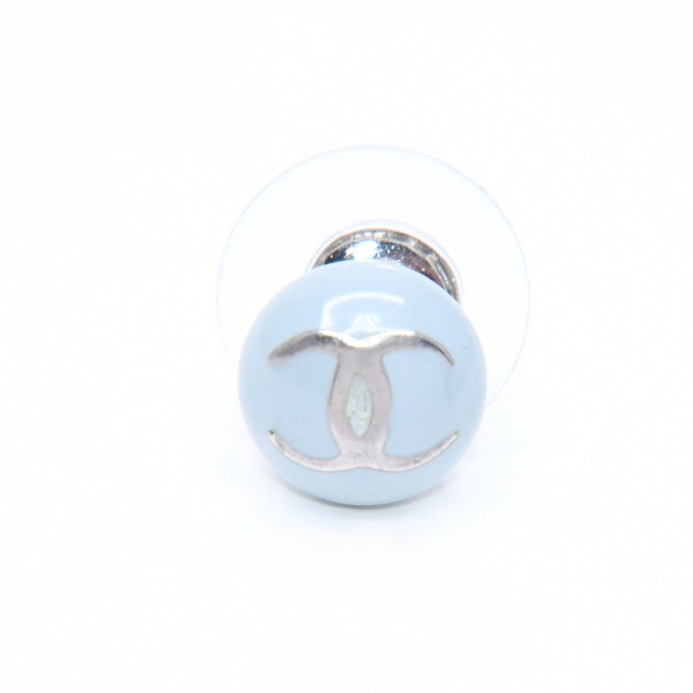 CHANEL シャネル ココマーク ラウンド スタッドピアス 重量約1.19g 03C刻印 ブルー シルバー メタル 樹脂系 片耳用 美品 中古 4a007077
