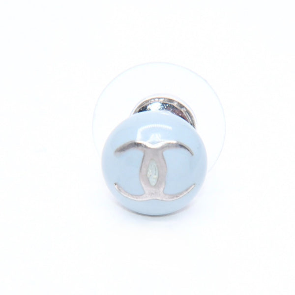 CHANEL シャネル ココマーク ラウンド スタッドピアス 重量約1.19g 03C刻印 ブルー シルバー メタル 樹脂系 片耳用 美品 中古 4a007077