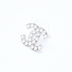 極美品 CHANEL シャネル ココマーク ピアス 重量約3.09g B20V刻印 メタル ラインストーン シルバー 両耳用 中古 4a007096