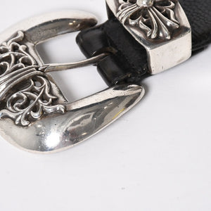 CHROME HEARTS BLT CLASSIC 3PC Classic 3PC Leather Belt Size 32 Black Silver 925 Good Condition Used 4a008575