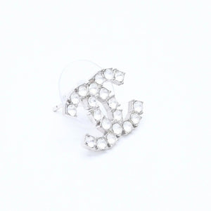 極美品 CHANEL シャネル ココマーク ピアス 重量約3.09g B20V刻印 メタル ラインストーン シルバー 両耳用 中古 4a007096