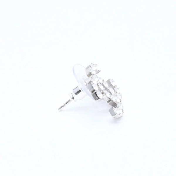 極美品 CHANEL シャネル ココマーク ピアス 重量約3.09g B20V刻印 メタル ラインストーン シルバー 両耳用 中古 4a007096
