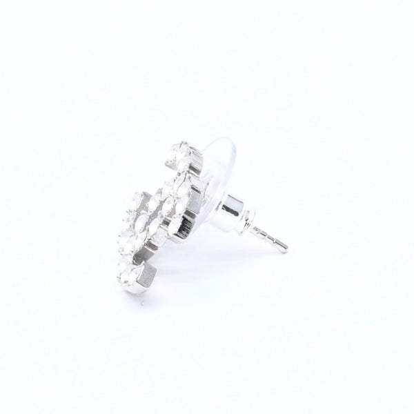 極美品 CHANEL シャネル ココマーク ピアス 重量約3.09g B20V刻印 メタル ラインストーン シルバー 両耳用 中古 4a007096