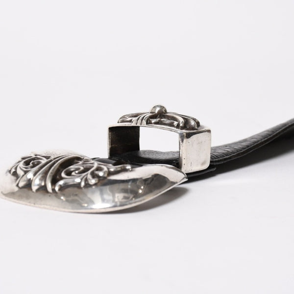 CHROME HEARTS BLT CLASSIC 3PC Classic 3PC Leather Belt Size 32 Black Silver 925 Good Condition Used 4a008575