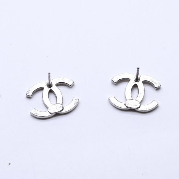 極美品 CHANEL シャネル ココマーク スタッドピアス 重量約2.67g 10A刻印 メタル ラインストーン シルバー 両耳用 中古 4a007091