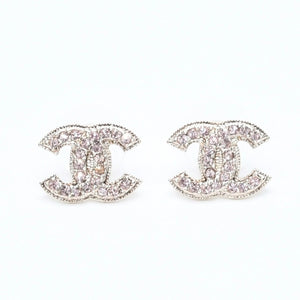極美品 CHANEL シャネル ココマーク スタッドピアス 重量約3.29g 08C刻印 GP メタル ラインストーン ゴールド ピンク 両耳用 中古 4a007083