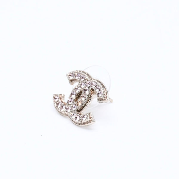 極美品 CHANEL シャネル ココマーク スタッドピアス 重量約3.29g 08C刻印 GP メタル ラインストーン ゴールド ピンク 両耳用 中古 4a007083