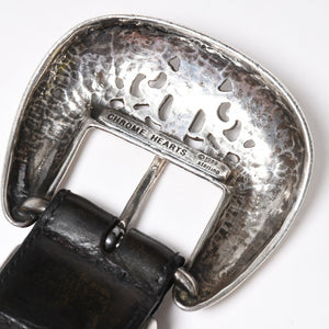 CHROME HEARTS BLT CLASSIC 3PC Classic 3PC Leather Belt Size 32 Black Silver 925 Good Condition Used 4a008575