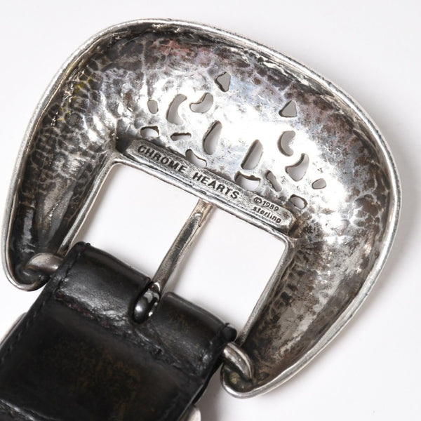 CHROME HEARTS BLT CLASSIC 3PC Classic 3PC Leather Belt Size 32 Black Silver 925 Good Condition Used 4a008575