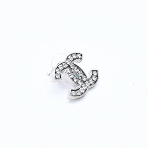 CHANEL シャネル ココマーク ピアス 重量約5.48g 08A刻印 メタル ラインストーン シルバー 両耳用 美品 中古 4a007081
