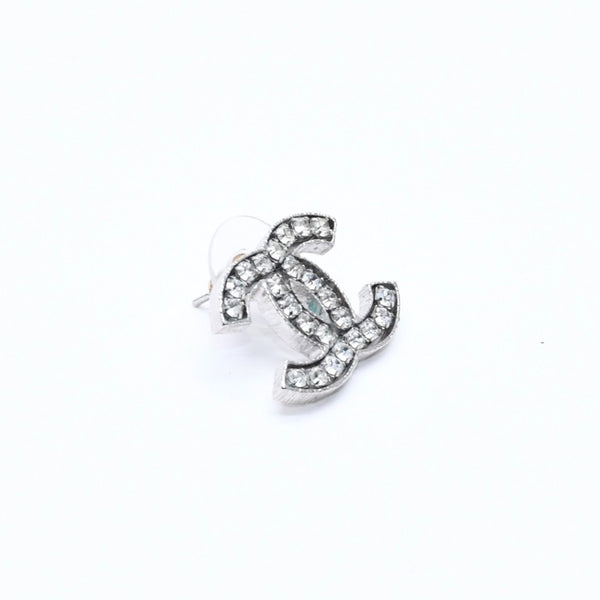 CHANEL シャネル ココマーク ピアス 重量約5.48g 08A刻印 メタル ラインストーン シルバー 両耳用 美品 中古 4a007081